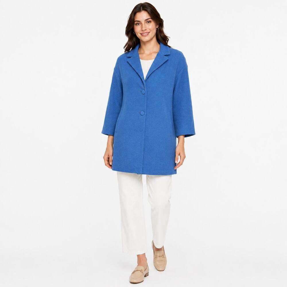 Prada Coat Womens IT 42 US 6 Blue Virgin Wool Angora Cashgora Single Breasted